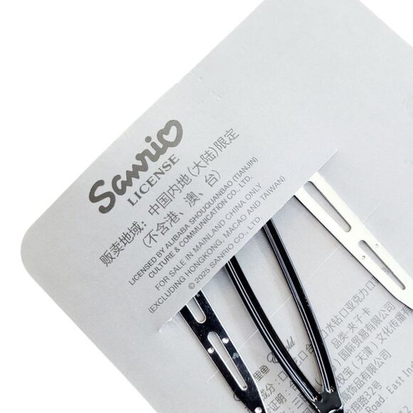 Brand New Sanrio Hello Kitty Black & Silver Hair Clips Set Of 3 - Picture 9 of 10